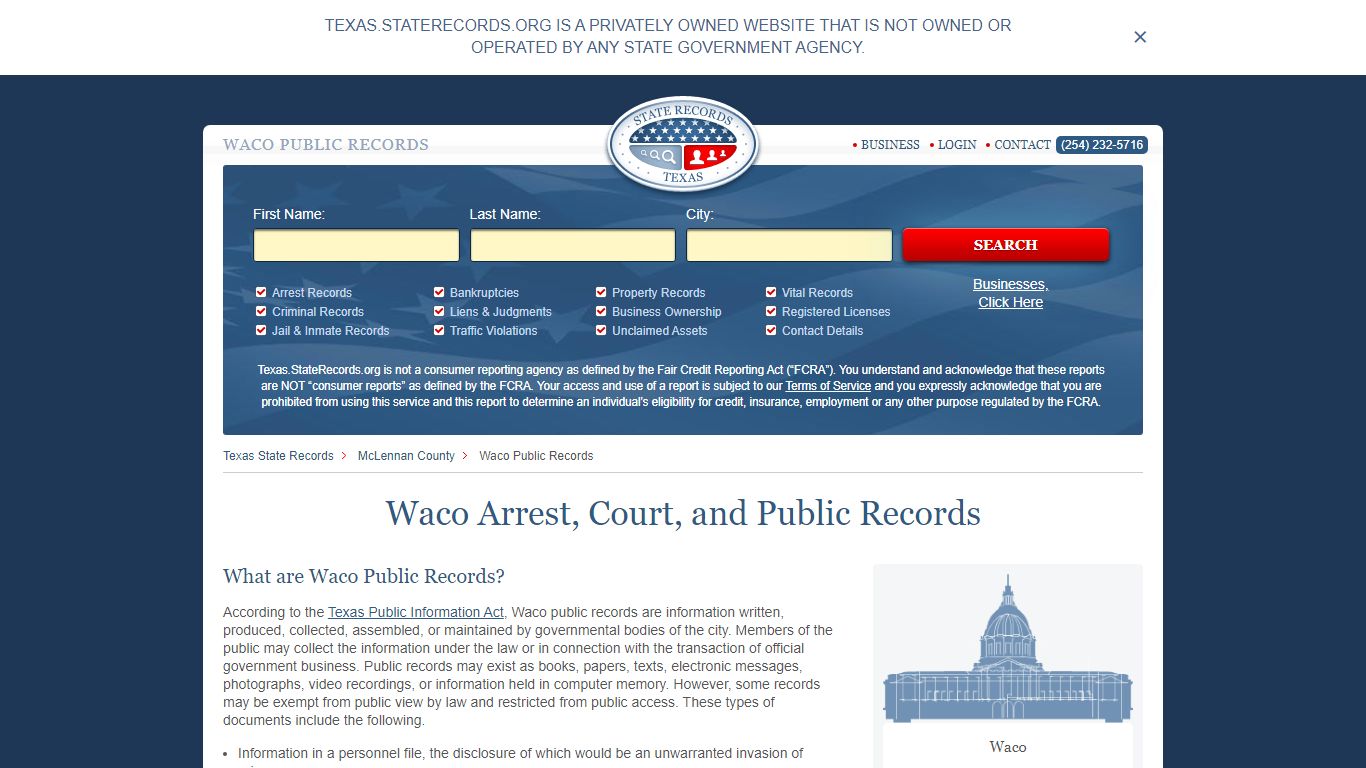 Waco Arrest and Public Records | Texas.StateRecords.org