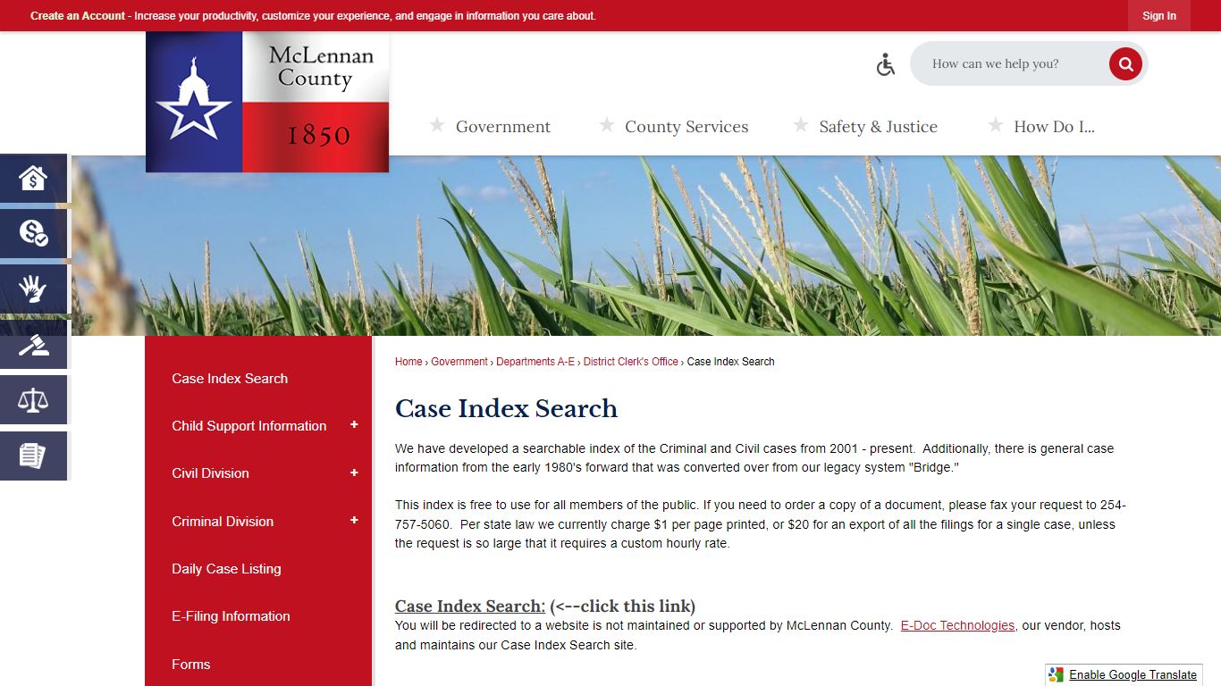 Case Index Search | McLennan County, TX